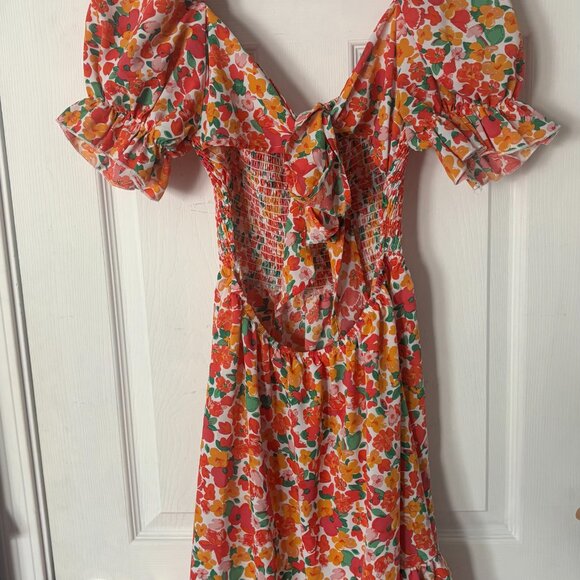 Floral Back Tie Puff Sleeve Dress - originally 20  AT LOWEST RECOMMENDED LISTING - Picture 2 of 6
